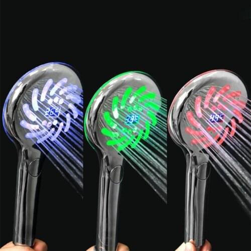 LED Shower Head RGB Light Temperature Control 3 Color Change Bath Faucet No Battery