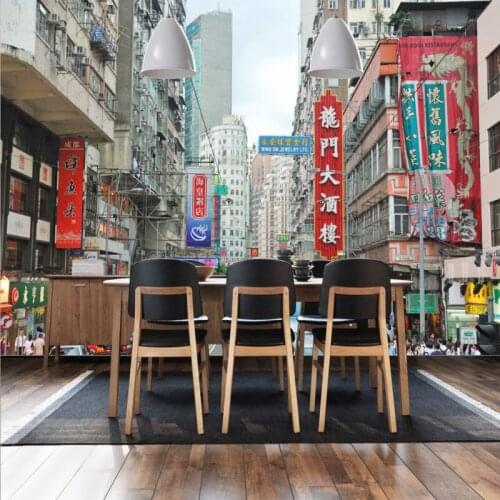 Dropship Colomac Vintage Wallpaper Nostalgic Hong Kong Architecture Street View Cottage Wallpaper Bedroom 3d Mural Tapety 3d