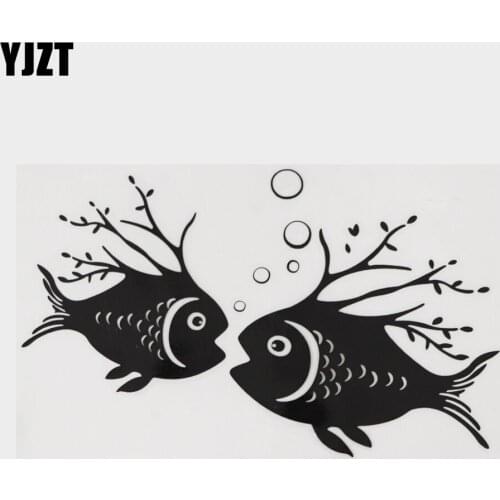 YJZT 15.5CM×9.4CM Marine Branches And Fish Decal Vinyl Car Stickers 13D-1272