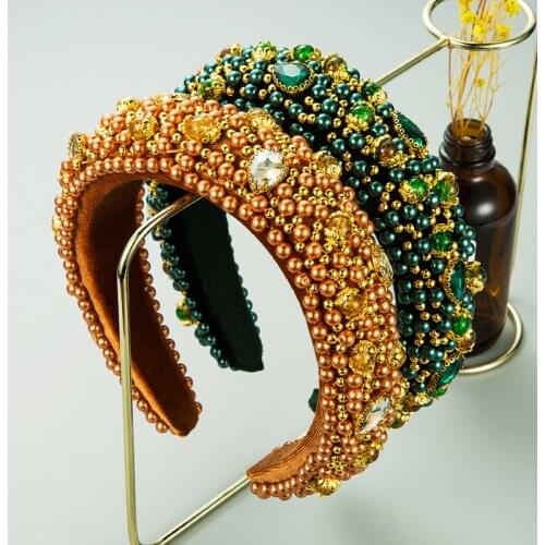 Womens Baroque Headband Shine Crystal Hairband Colorful Rhinestone Headwrap Hair Band Hoop Headwear Hair Bands Accessory518