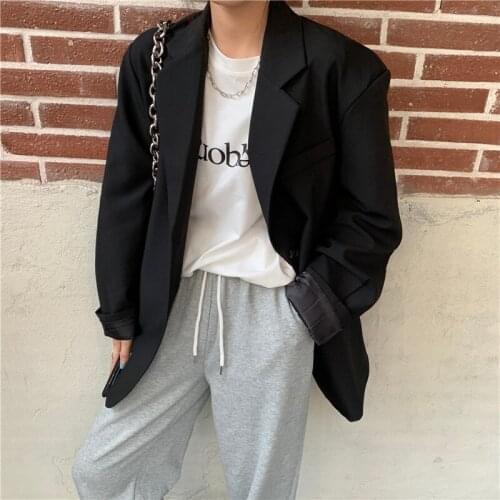 Stylish Chic Loose Female Suit Jackets Full Sleeve Single-breasted Women Blazer Tops 2021 Autumn Ladies Outwear Dropshipping