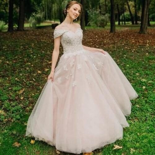 Wedding Dress Ball Off The Shoulder Sweetheart Backless Lace Appliques Sequined Floor Length Sweep Train Elegant Bride Gown 2021