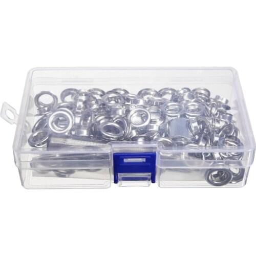 100pcs Metal Eyelets Grommets Kit Siliver Brass Grommets Rings Tools For Leather Holes Decoration With 2 Installation Tools 10mm