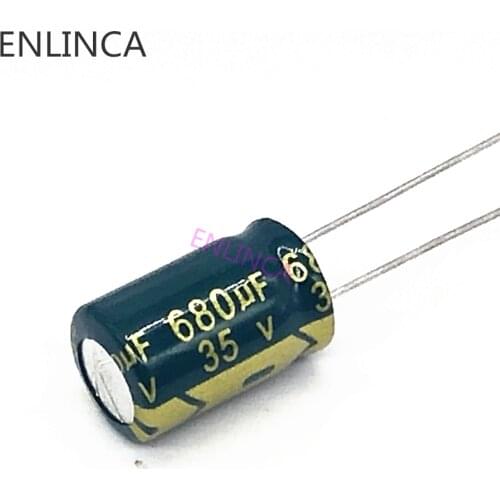 10pcs/lot T07 Low ESR/Impedance high frequency 35v 680UF aluminum electrolytic capacitor size 10*15 680UF35V 20
