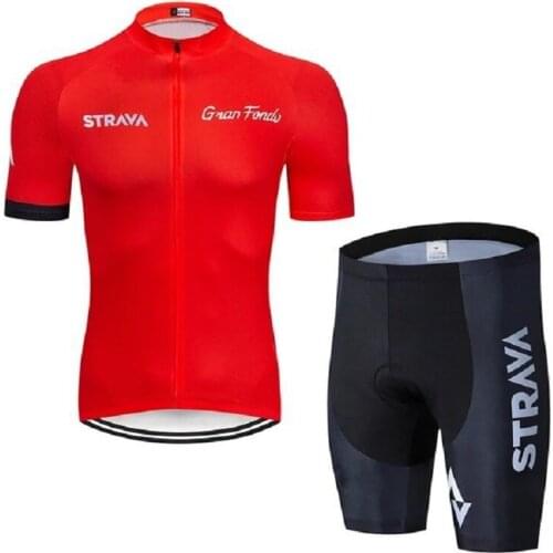 2021 Red STRAVA Cycling Jersey 20D Bib Set MTB Uniform Bike Clothing Quick Dry Bicycle Wear Clothes Mens Short Maillot Culotte