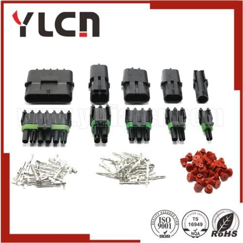 30 Sets Kit 1/2/3/4/6 Pins Way Waterproof Adapter Connector Plugs For Car 2.5 Series Connectors