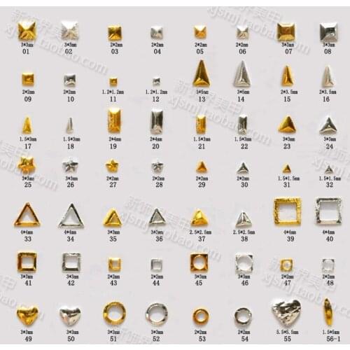 100pcs/bag New 3D Nail Art Decoration Alloy Nail Sticker Japan Stud Rivet Hollow Circle Square DIY Charm Nail Tools