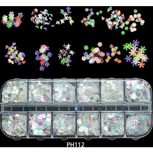3D Star/Sunflake/Round/Friut Slice Nail Decoration Nail Art Glitter Flakes FOR Nail Maninure Tools Rhinestones 12grid JDK39FJ