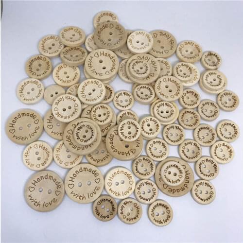 50Pcs Wooden Buttons Handmade Clothing Decoration Love DIY Crafts Scrapbooking Wedding Decoration Sewing Accessories With Love