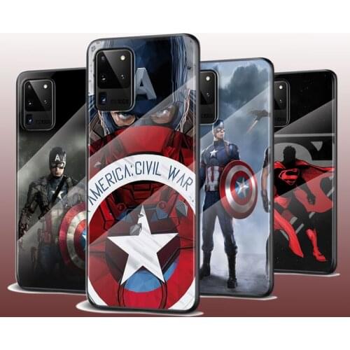 Tempered Glass Cover Marvel Capatian Hot Style For Samsung Galaxy S21 Ultra Plus 5G M51 M31 M21 Phone Case