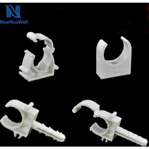 NuoNuoWell OD 16/20/25/32mm Water Pipe Holder PPR Lock Type Clamp U Buckle Hose Tube Wall Fixed Fittings Plastic 5pcs-Pack