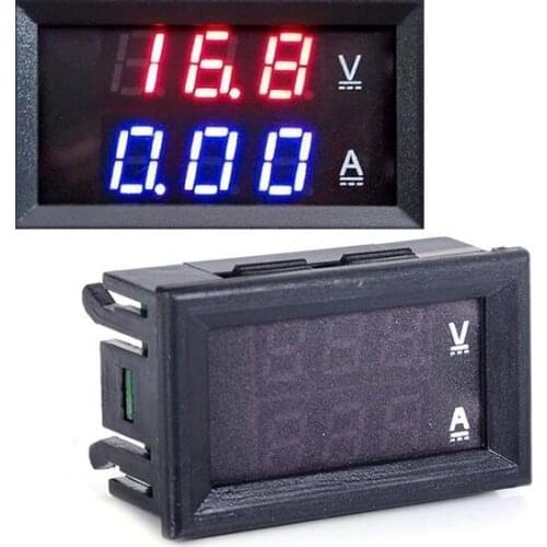 DHL 100 pieces Car voltage current meter Digital Ammeter Voltmeter DC 0-100V/10A 4 wire dual LED Display