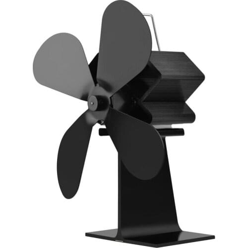 Heat Powered Stove Fan ,4-Blade Auto-Sensing Fireplace Fan For Wood/Log Burner/Fireplace, Efficient Wood Stove Fan,Black