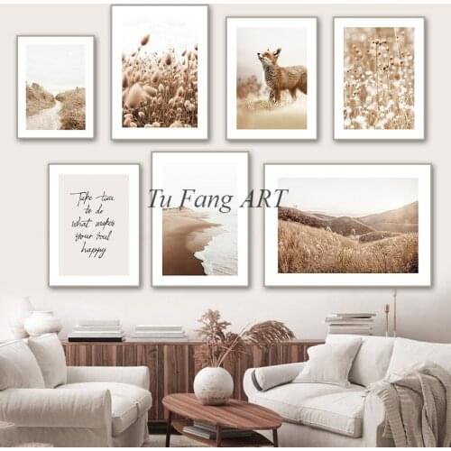 Canvas Painting Grass Plant Pastoral Autumn Scenery Picture Animal Wall Art Modern Nordic Posters and Prints for Home Art Decor