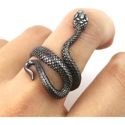 Fashion Retro Exaggerated Spirit Snake Ring Punk Style Adjustable Opening Snake-shaped Student Index Finger Ring Trend Jewelry