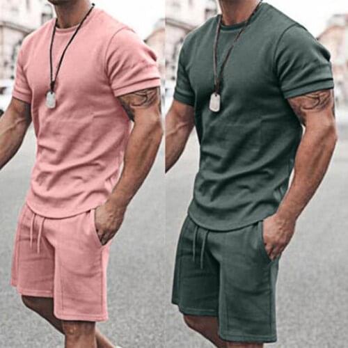 2021 New Mens Sportswear Shorts Set Short Sleeve Breathable T-Shirt And Shorts Casual Wear Mens Tracksuit Training Suit