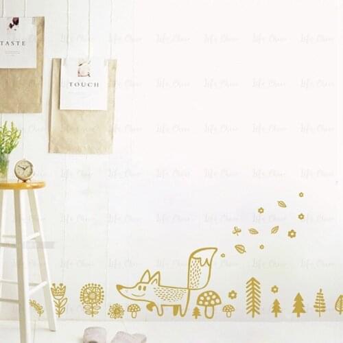 Woodland Decor Cartoon Fox Wall Decals Sticker For Nursery Room Kids Bedroom Wild Animals Fox Wall Decal Vinyl Wall Sticker