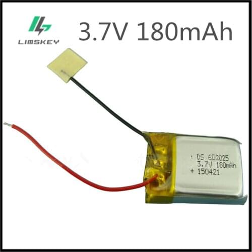 2pcs 3.7V 180mAH Lipo Battery For remote control helicopter accessories Lipo battery 3.7 V 180 mAH Li-po 1S 602025
