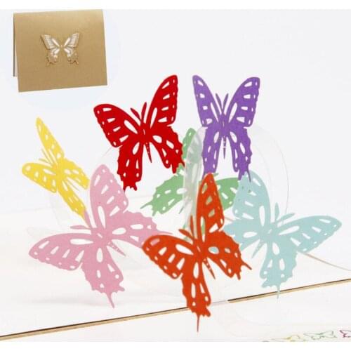 Multifunction New Year Invitation Card 3D Butterflies Greeting Card Happy Birthday Postcard Paper Laser Cut DIY Handmade craft