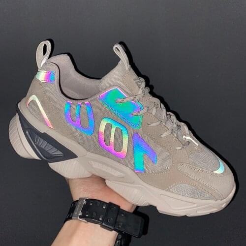 Mens Shoes Spring 2021 Fashion Reflection Dad Shoes Mens Shoes Go with casual mesh shoes running sneakers