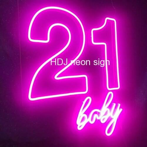 21 Baby Custom LED Neon Signs Personality Wall Decor for Bar Home Holiday Birthday Wedding Party Neon Light Creative Gift
