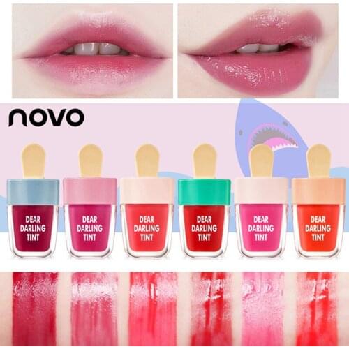 NOVO New Ice Cream Lip Glaze Long Lasting Moisturizing Lipstick Lip Tint 6 Colors Liquid Lipstick Batom Lipgloss Wholesale