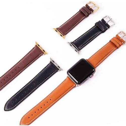 Professional High Quality Genuine Leather 42mm 38mm 44mm 40mm Watch Band Suitable for Apple Watch Series 2 3 4 5 iWatch Strap
