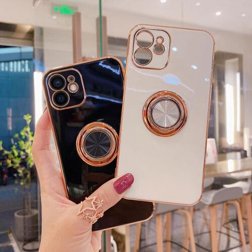 Luxury Electroplated Phone Case For iphone 12 Pro Max Mini For iphone 11 Pro Xs max 7 8 6 6S Plus XR X SE Cover With Finger Ring
