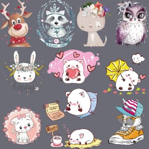 Christmas series Christmas Deer Iron on Transfer Patches Heat Transfer Ironing Sticker for DIY Clothes T-shirt for Kids Decor