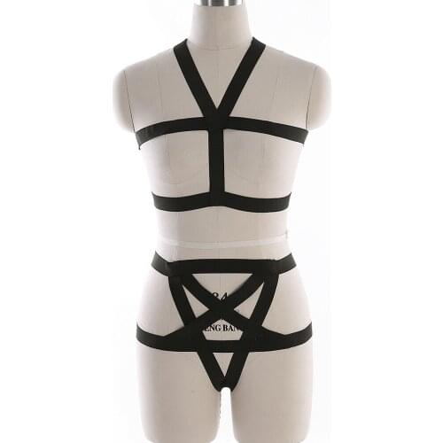 Fetish Sexy Lingerie Full Body Harness For Women Erotic Lingerie Harajuku Harness Cage Bra Stockings Belt Harness Top Bondage