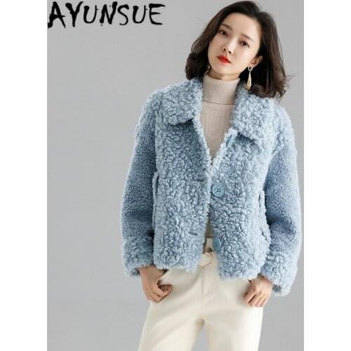 Real Fur Coat Women Winter Coat Women Clothes 2020 100% Wool Jacket Sheep Shearing Short Parka Real Fur Jacket LMN99011 YY2362