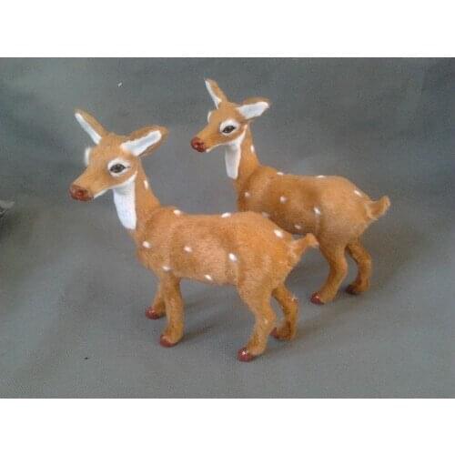 Standing sika deer 17x16cm fur hard model one lot / 2 pieces deers ,home decoration gift h1344