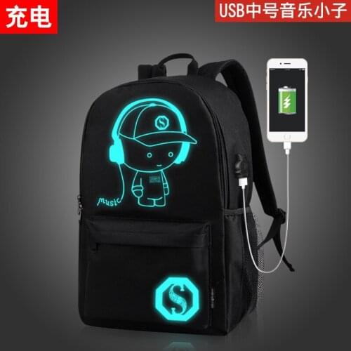 The New Laptop Bag for Middle School Students Bag Men and Women Luminous Usb Outdoor Leisure Travel Backpack Backpack