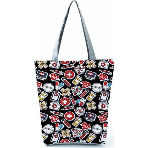 Injection Print Shoulder Bag Nurse New Fashion Handbags High Capacity Shopping Bag Eco Friendly Beach Bag Portable Storage Tote