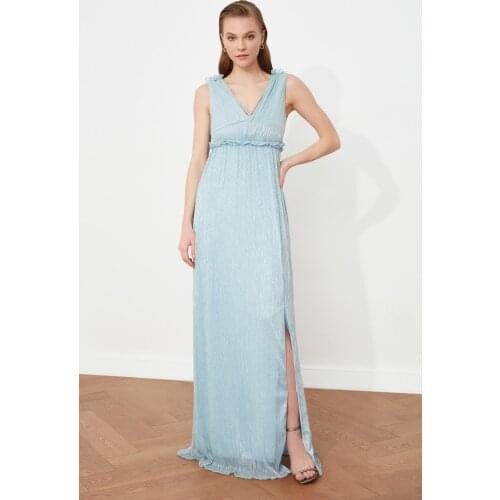 Trendyol Gray Waist Detail Evening Dress & Prom Gown TPRSS21AE0207