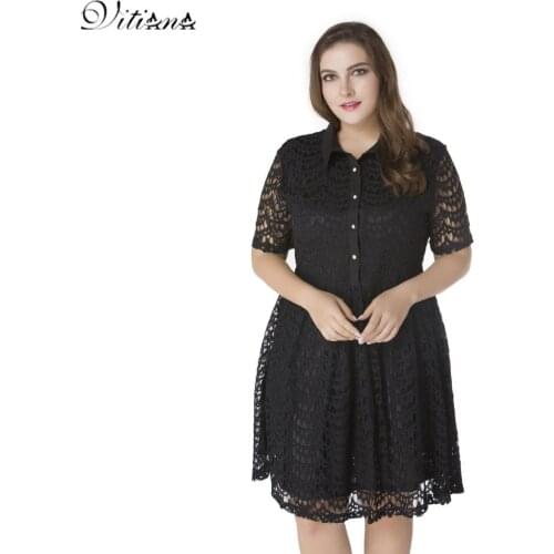 VITIANA Brand Womens Summer Elegant Lace Clothing Ladies Cute Black Red Green Party Casual Dress Plus Size 6XL 7XL Vestidos