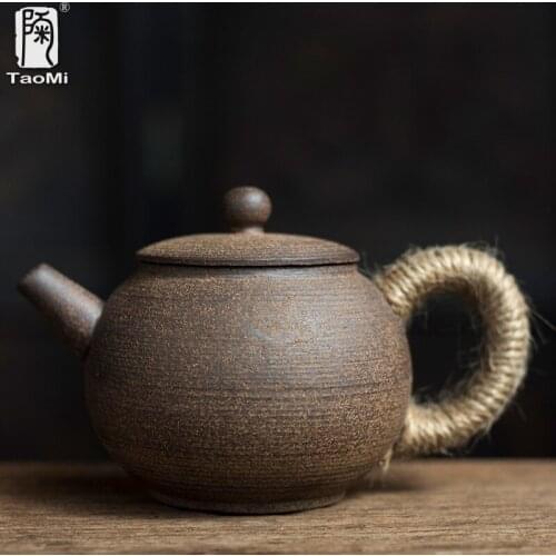 Handmade Japanese unglazed teapot rough pottery household ceramic kung fu tea pot set Chinese Zen style retro tea making device