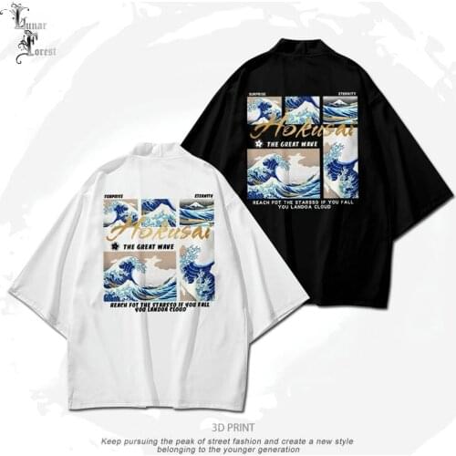 Great Wave 3D Printing Japanese Kimono Haori Yukata Cosplay Women/Men Fashion Summer Casual Cool Short Sleeve Streetwear