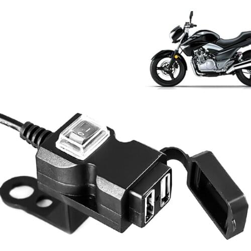 Dual USB Port 12V Waterproof Motorbike Motorcycle Handlebar Charger 1A/2.1A Adapter Power Supply Socket for Phone Mobile