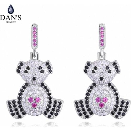 DANS ELEMENT 2 Colors Real Big Brand AAA Zirconia Micro Inlays Round Stud Earrings for Women 130273