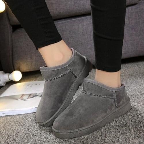 Woman Winter Ankle Boots Warm Plush Suede Rubber Flat Boots Casual Snow Platform Boots Ladies Indoor Botas Mujer Invierno