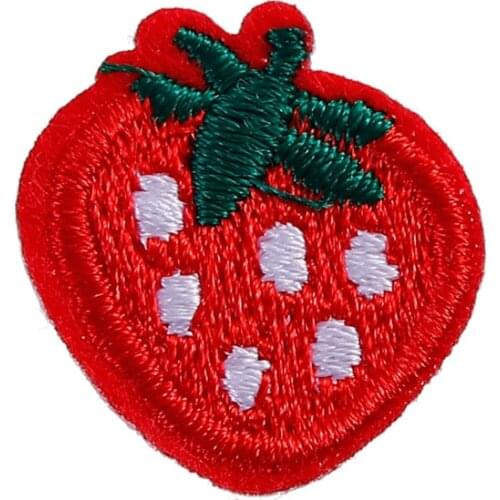 10 PCs Polyester Patches Appliques DIY Scrapbooking Craft Strawberries Fruit Red Appareal Sewing Decoration For Cloth 22*21mm