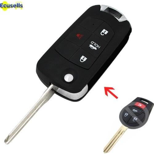 3+1/4 buttons Uncut Blank remote key Case Flip Folding Key Shell For Nissan 350Z Altima Armada Maxima Sentra NV Versa Note