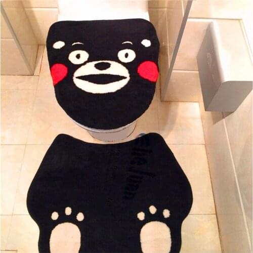 3pcs/set Balck Super Soft Bathroom Toilet Seat Cover Cartoon Washed Thicken Toilet Cushion Bath Mat Set Closestool Lid Cover Set
