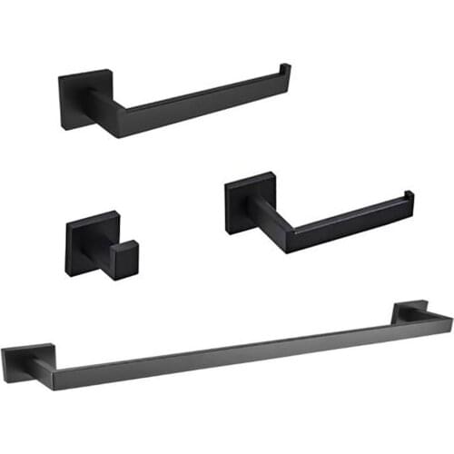 4pcs/set Bathroom Accessory Set 304 Stainless Steel Wall Mounted Include Towel Bar Robe Hook, Towel Ring Toilet Paper Holde