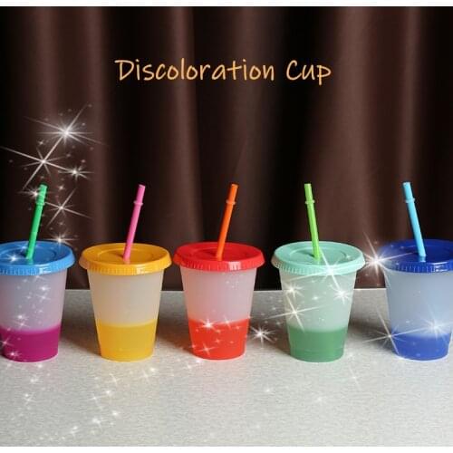 473/700ml Color Changing Cold Cups Reusable Plastic Tumbler With Lid And Straw Cold Cup Straw Cup Drinkware Kitchen Gadgets