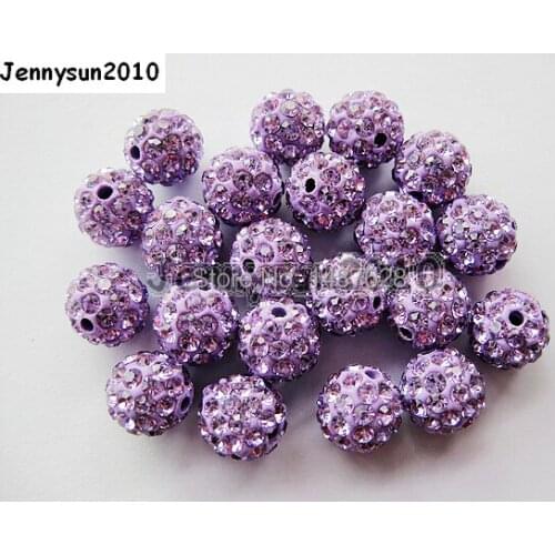 8mm Violet Top Quality Czech Crystal Rhinestones Pave Clay Round Disco Ball Spacer Beads For Jewelry 100pcs / Pack