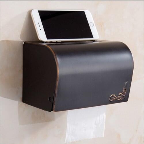 Bathroom Hardware Paper Holders Copper Wall Mount Toilet Roll Paper Holders Box