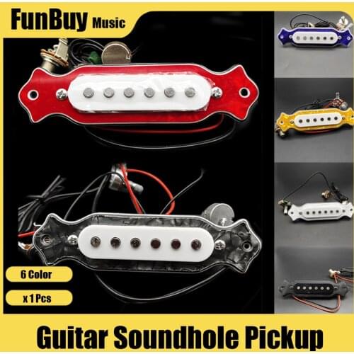 Colorful 6 String Soundhole Acoustic Guitar Pickup 500K Control Magnetic Pickup Tone Volume Control for Cigar Box