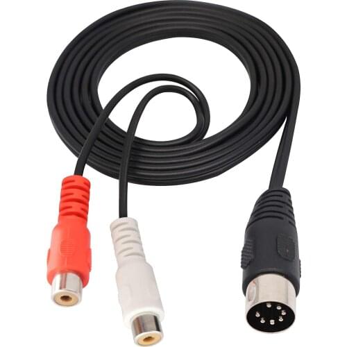 Din 7 Pin Male to Dual RCA Female Audio Cable 7-Pin Midi Male to 2 Dual RCA Female Plug Audio Cable for Bang & Olufsen B&O, Naim